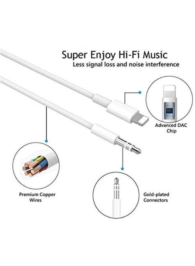 PROMASS iPhone AUX Cable for Car, MFi Certified Viton Lightning to 3.5mm Cable, Stereo AUX Audio Cable Compatible with iPhone 14 Pro Max & iPhone 14 Pro, 14 Plus, 14, 13 Pro Max, 13, 13 Pro, 12, 11, SE 2020, XS, XR, X, 8, 7, 1m - 3.3ft, White - Image 4