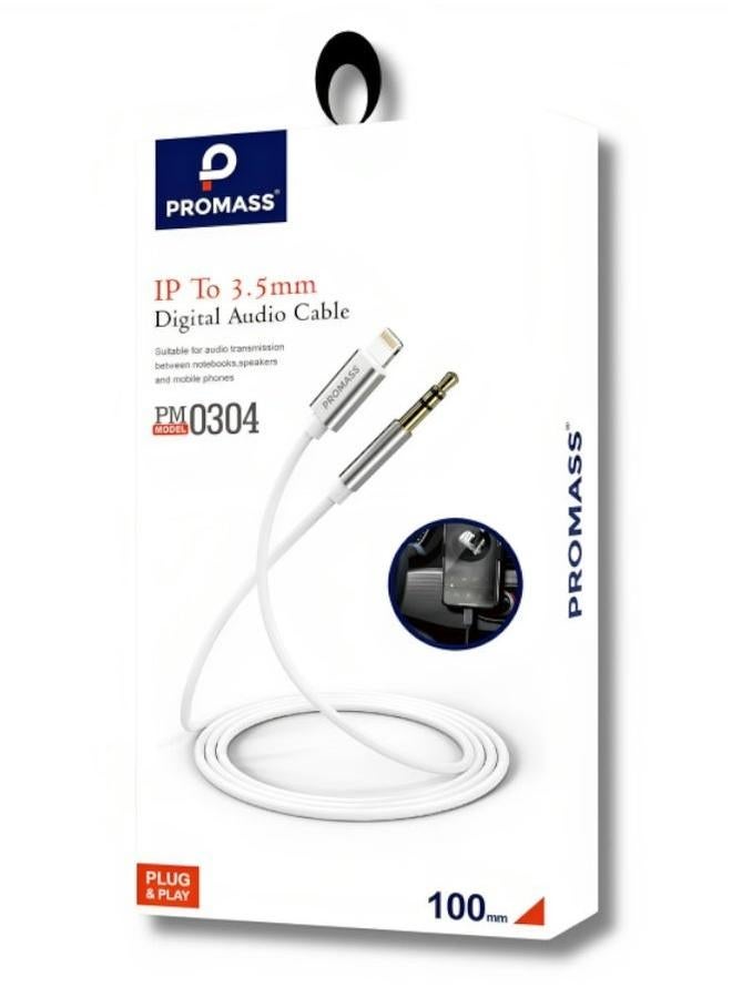 PROMASS iPhone AUX Cable for Car, MFi Certified Viton Lightning to 3.5mm Cable, Stereo AUX Audio Cable Compatible with iPhone 14 Pro Max & iPhone 14 Pro, 14 Plus, 14, 13 Pro Max, 13, 13 Pro, 12, 11, SE 2020, XS, XR, X, 8, 7, 1m - 3.3ft, White - Image 2