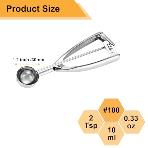 Fayomir Mini Cookie & Melon Ball Scoop, 2 Teaspoon/10ml/0.33 OZ, 18/8 Stainless Steel - Image 2