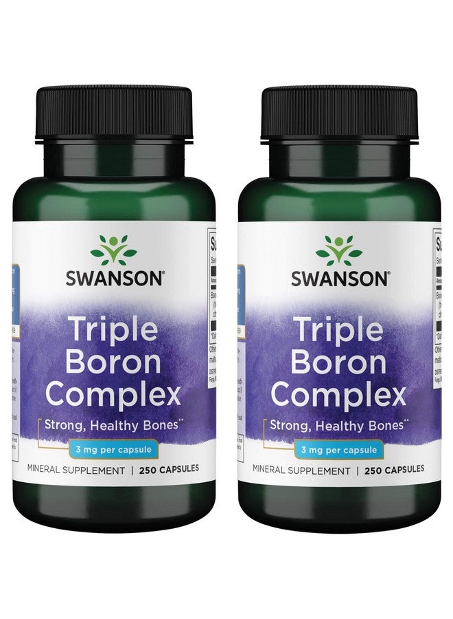 SWANSON مجمع بورون ثلاثي من سوانسون - دعم صحة العظام والمفاصل الطبيعية - مكمل معدني يحتوي على سترات وأسبارتات وجليسينات - (250 كبسولة) (عبوتان)  - Image 1