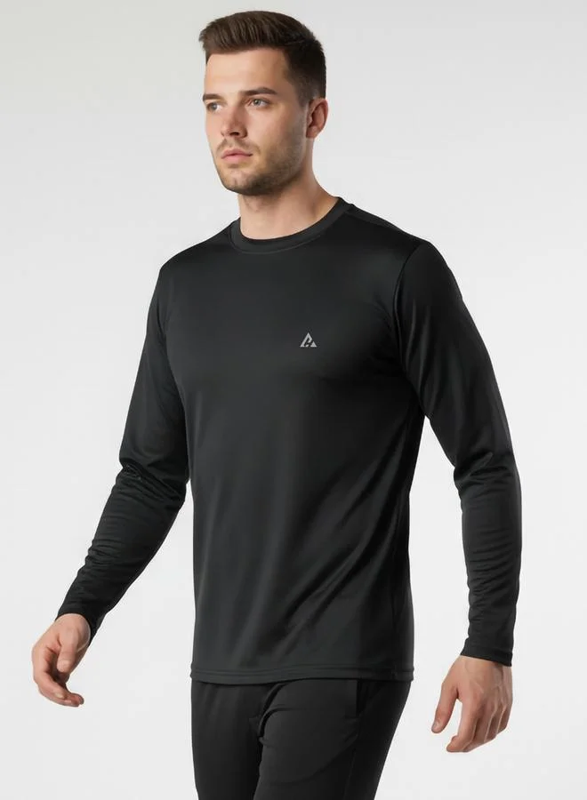 Clans&Hans Men Black Long Sleeve Crew Neck T-Shirt
