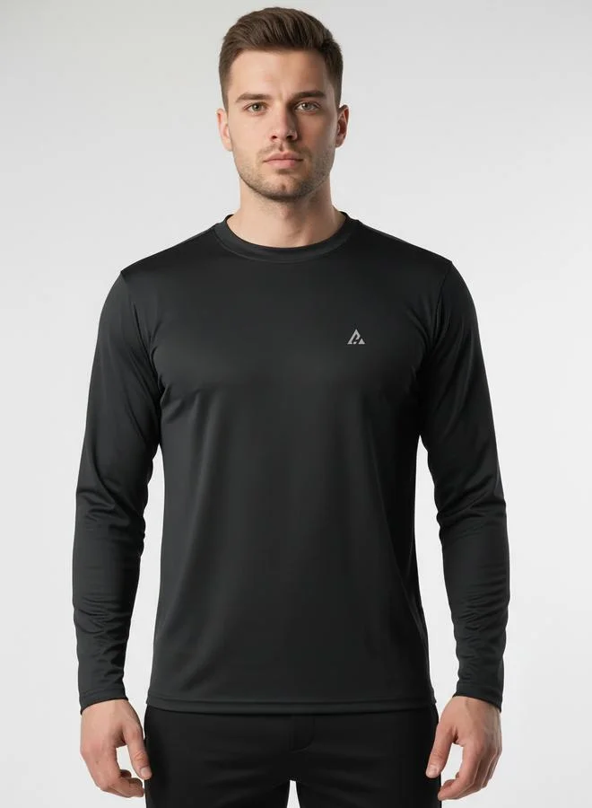 Clans&Hans Men Black Long Sleeve Crew Neck T-Shirt