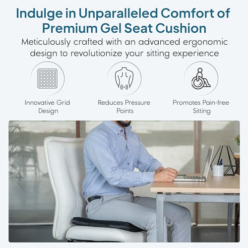 GELRIDE Advanced Gel Seat Cushion - Prevents Pressure Sores, Sciatica and Tailbone Pain - Grid Design, Cool, Soft & Large Size - for Office Chair, Wheelchair - Made in India, 18 x 16.5 x 2 in (Black) - Image 5