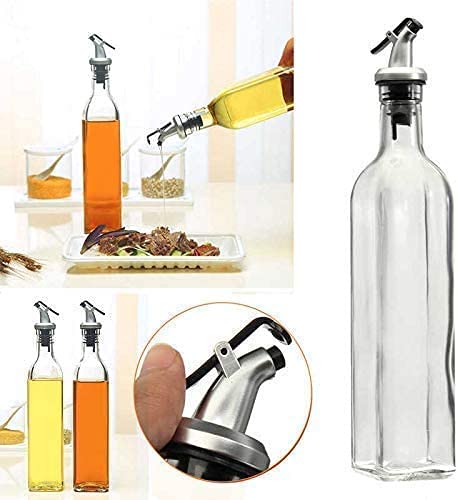 MIRARIYA Glass Olive Oil Vinegar Dispenser Gravy Boat Kitchen Oil Bottle Stainless Steel LeakProof Soy Sauce Vinegar Storage Oil Bottle Oil Dispenser Oil Dispenser for Kitchen 500mlPack of 2 - Image 4