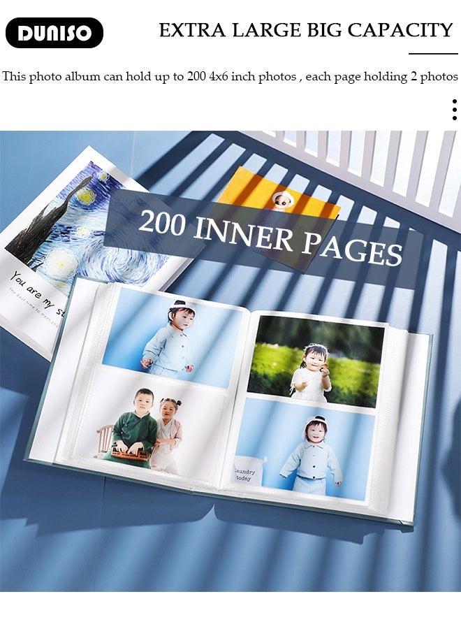 ألبوم صور، 28*30*6 سم، كتاب ألبوم صور 200 صورة، ألبوم غلاف كرتوني، ألبوم للعائلة/الزفاف/السفر/الطفل، تخزين الأعمال الفنية أو بطاقات البريد، كتاب ذاكرة صفحات فارغة - Image 4