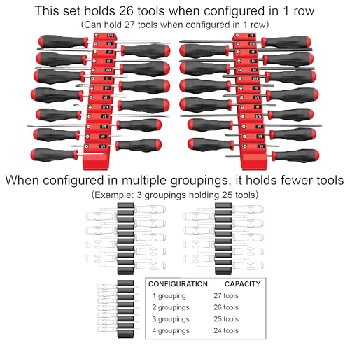 Ernst Manufacturing Screwdriver Pro Modular Screwdriver Organizer for 26 Tools with Magnetic Base Black Made in the USA - Image 3