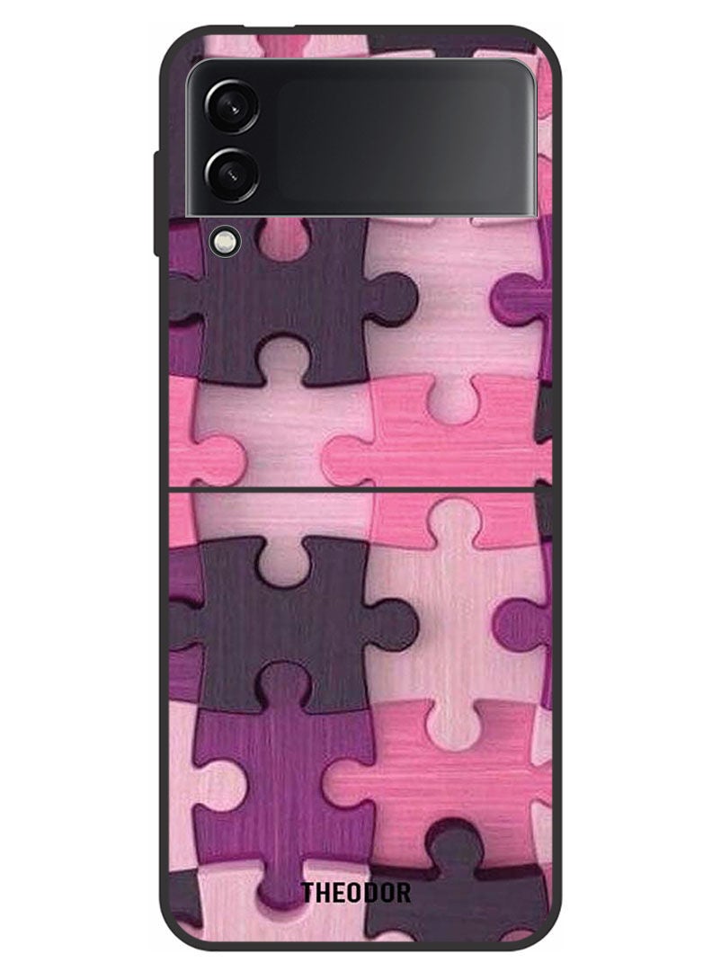 Theodor Protective Case Cover For Samsung Galaxy Z FlIP 4 5G    Pink Puzzle - Image 1
