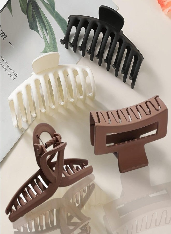 Cerrito Hair Claw Clips for Women Girls - 4 Pcs Large Strong Hold Clamps for Thick Thin Hair, Matte Nonslip Jaw Clips, Neutral Butterfly Claw, Styling, Hair Accessories, Ponytail Holder, Multicolor - Image 1