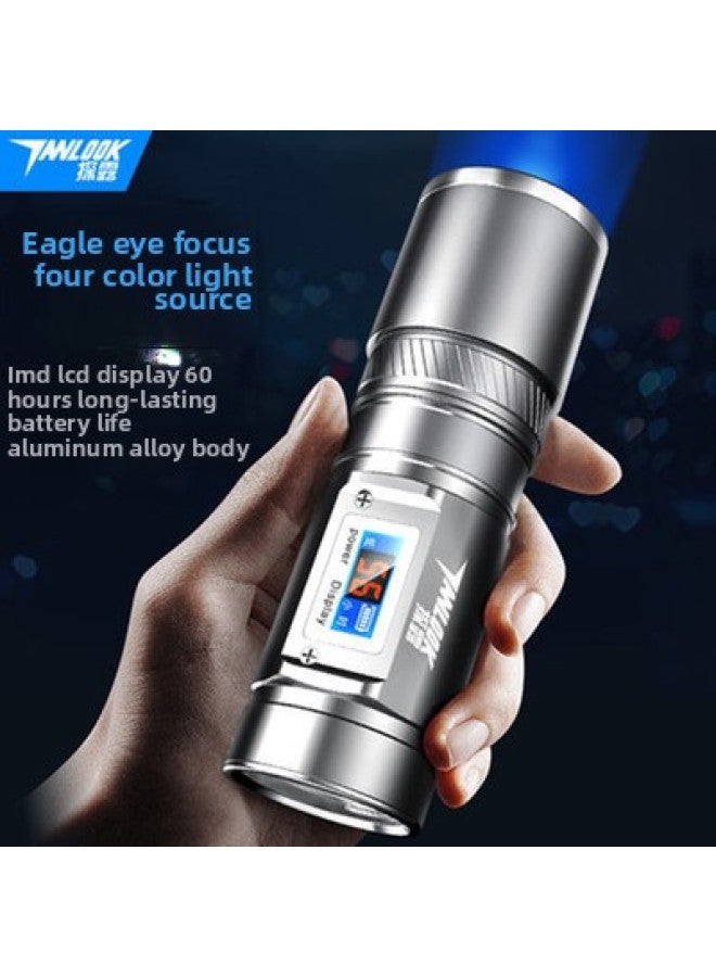 Loquat Four Light Source Fishing Light Night Fishing White Blue Light Purple Light Super Bright Fish Light Pull Bait Light Zoom Charging Fishing Light-Color:Black (light + Charger + Waterproof Bag) - Image 2