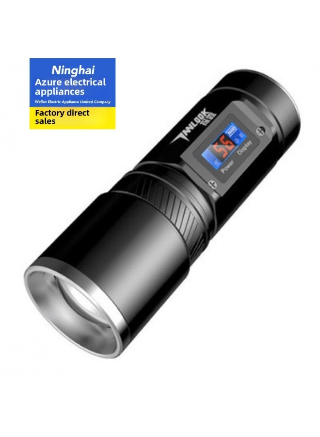 Loquat Four Light Source Fishing Light Night Fishing White Blue Light Purple Light Super Bright Fish Light Pull Bait Light Zoom Charging Fishing Light-Color:Black (light + Charger + Waterproof Bag) - Image 1