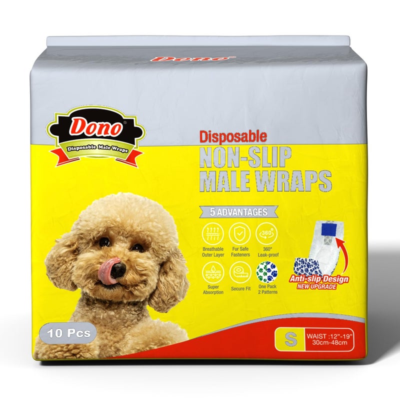 Dono Disposable Male Dog Wraps, Non-Slip Design New Upgrade Male Dog Diaper Puppy Doggy with Super Absorbent Leak-Proof Fit Excitable Urination, Incontinence, or Male Marking - Image 1