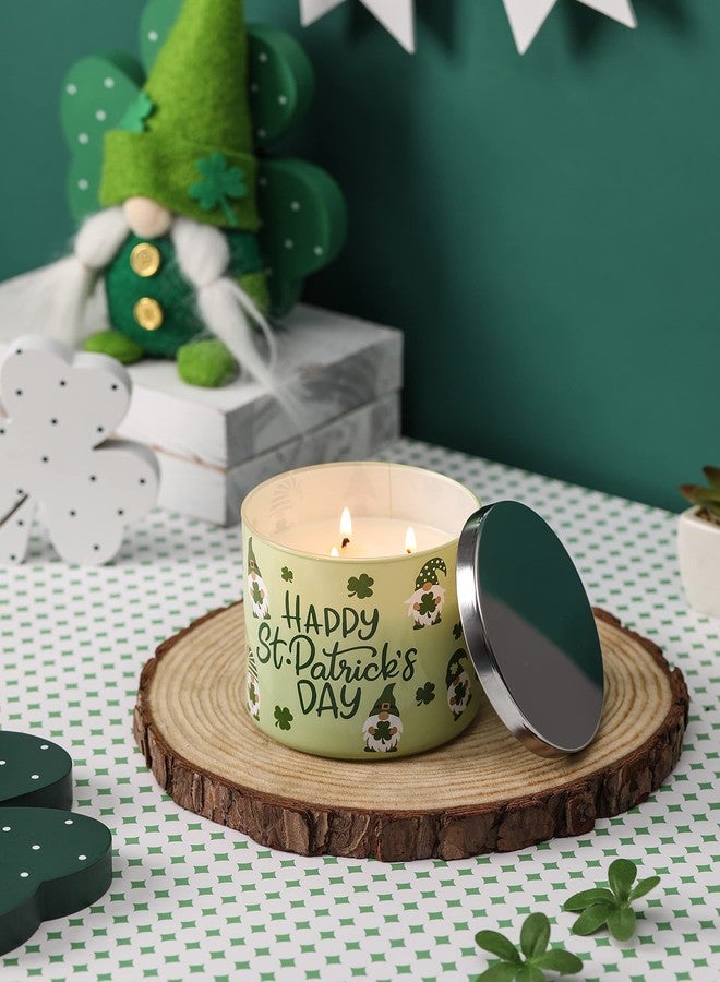 KORMMCO St. Patrick's Day Candle, Eucalyptus Mint Scented, Large 3 Wicks, Green Shamrock Gnomes, 14 oz - Image 4