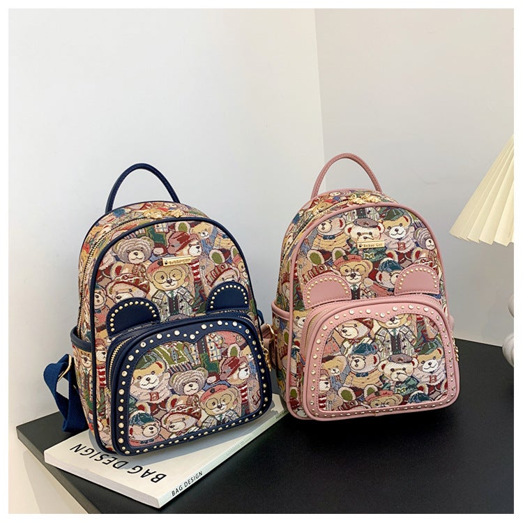 Beibao Genuine Retro Street Fashion Contrasting Color Large-Capacity Backpack Women'S 2023 New Korean Style Trend - Image 2