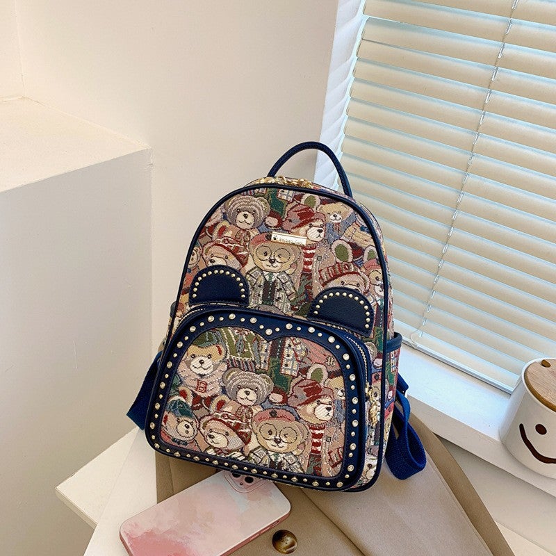 Beibao Genuine Retro Street Fashion Contrasting Color Large-Capacity Backpack Women'S 2023 New Korean Style Trend - Image 1