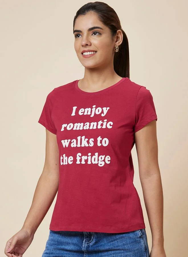 globus Globus Slogan Print Round Neck Cotton T-Shirt