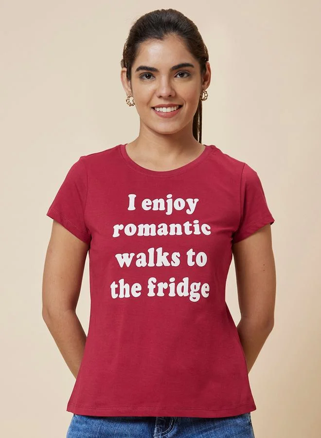 globus Globus Slogan Print Round Neck Cotton T-Shirt