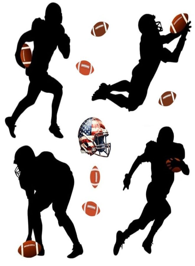 Zaiphany Large American Football Wall Decals Peel and Stick for Boys Bedroom Decor,American Football Player Silhouette Wall Decals,Removable Football Wall Stickers Decor,Football Room Decor Boys Teenagers - Image 1