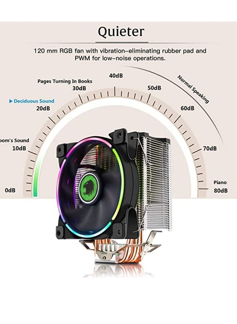 Generic CPU Cooler, 120mm Addressable RGB PWM Fan with 4 Copper Heatpipes, GAMEMAX GAMMA-500-RAINBOW  - Image 2