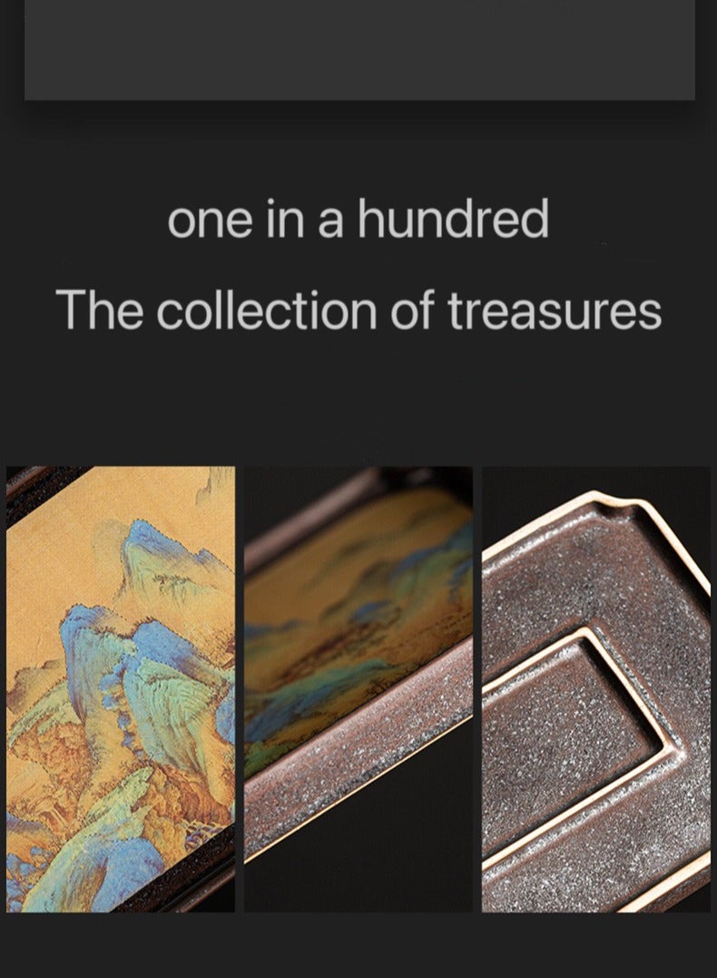 High Grade Rectangular Ceramic Landscape Painting Tray For Serving Tea And Coffee 27x1.6x12.7cm - Image 2