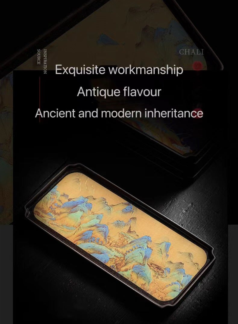 High Grade Rectangular Ceramic Landscape Painting Tray For Serving Tea And Coffee 27x1.6x12.7cm - Image 3