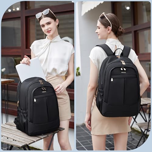 Hidds Travel Laptop Backpack for Women 156 Inch Computer Backpacks with USB Charging Hole Anti Theft Carry on Bag College Bookbag Large Black Back Pack for Work Business Traveling Commuter DaypackBlack - Image 3