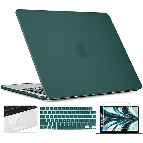 TWOLSKOO Compatible with MacBook Air 13 inch Case M5 2026 M4 2025 M3 M2 2024-2022 A3449 A3240 A3113 A2681, Plastic Hard Shell & Keyboard Cover & Screen Film for MacBook Air 13.6 inch, Teal - Image 1