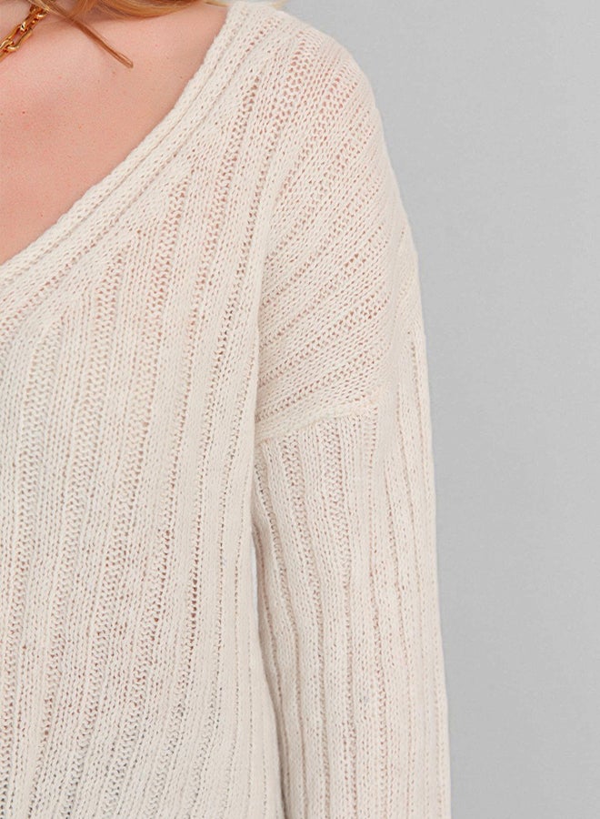 trendyol Stone Mercerized Look Wool Wide Pattern Basic Knitwear Sweater - Image 4