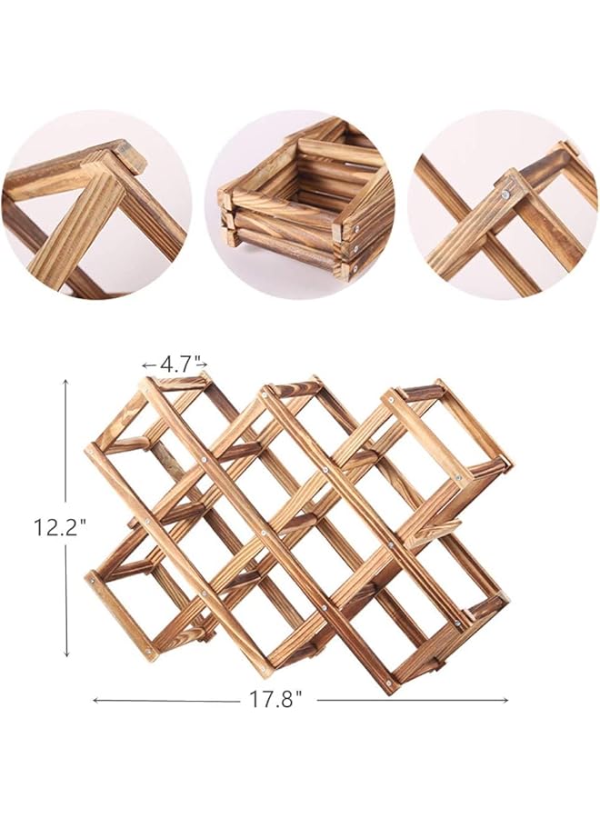 jaexest Wood Wine Rack Freestanding Wine Rack,10 Bottles Countertop Free Stand Wine Storage Holder Protector for Red White Wine - Image 2