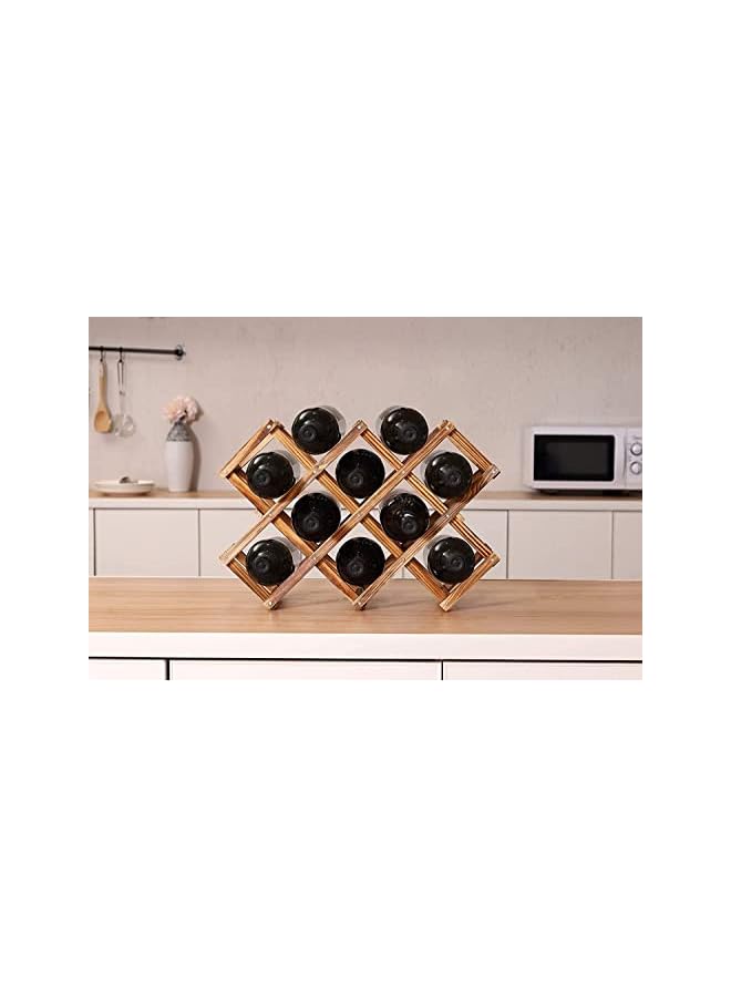 jaexest Wood Wine Rack Freestanding Wine Rack,10 Bottles Countertop Free Stand Wine Storage Holder Protector for Red White Wine - Image 5