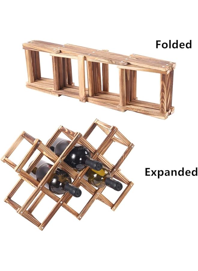jaexest Wood Wine Rack Freestanding Wine Rack,10 Bottles Countertop Free Stand Wine Storage Holder Protector for Red White Wine - Image 3
