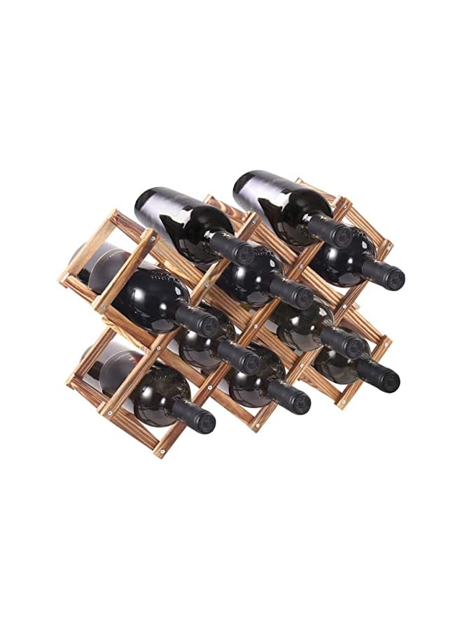 jaexest Wood Wine Rack Freestanding Wine Rack,10 Bottles Countertop Free Stand Wine Storage Holder Protector for Red White Wine - Image 1