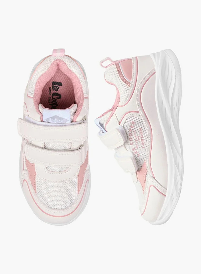 Lee Cooper Girls' Panelled Sneakers with Hook and Loop Closure