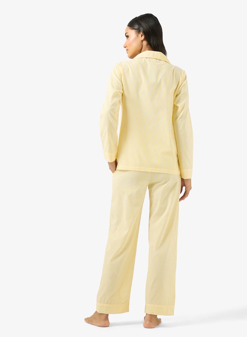 Ginger Cotton Stripe Relaxed Fit Shirt & Pyjama Set - Image 2