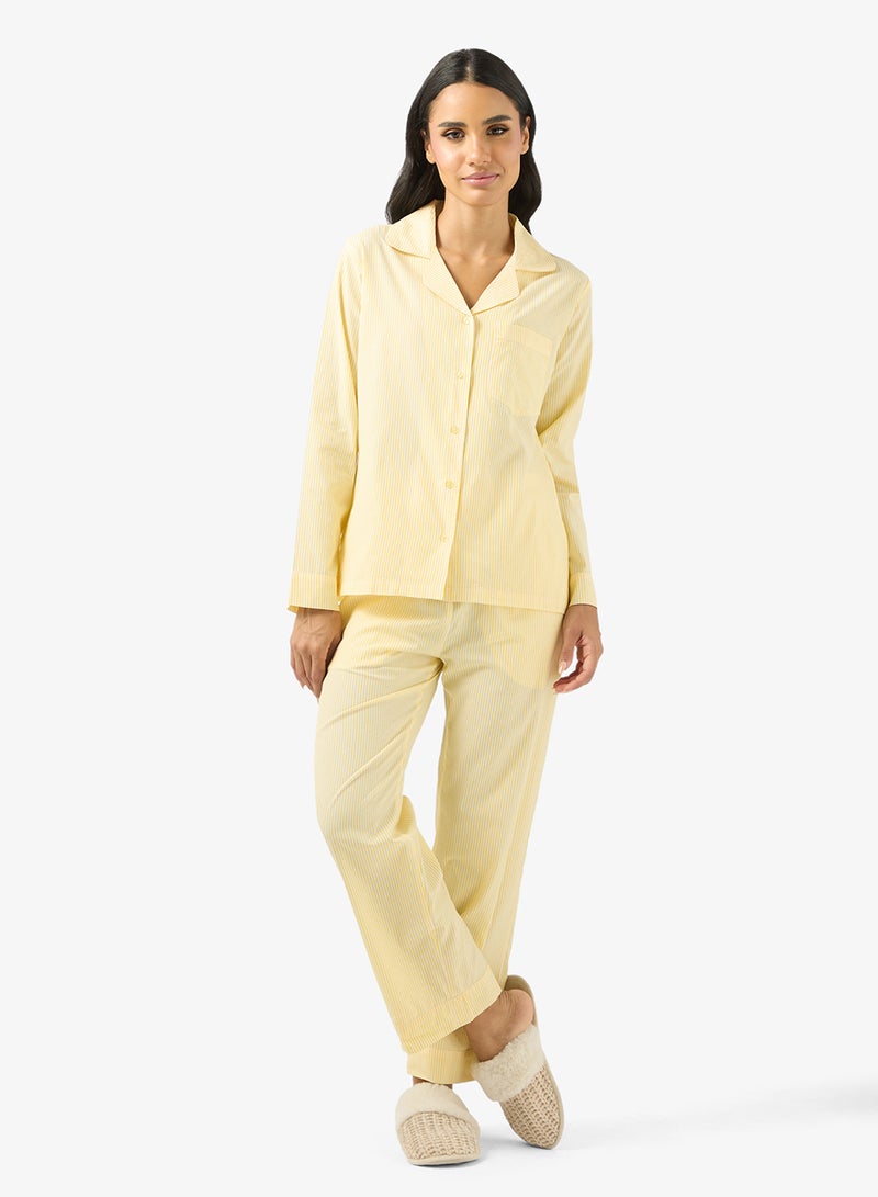 Ginger Cotton Stripe Relaxed Fit Shirt & Pyjama Set - Image 5