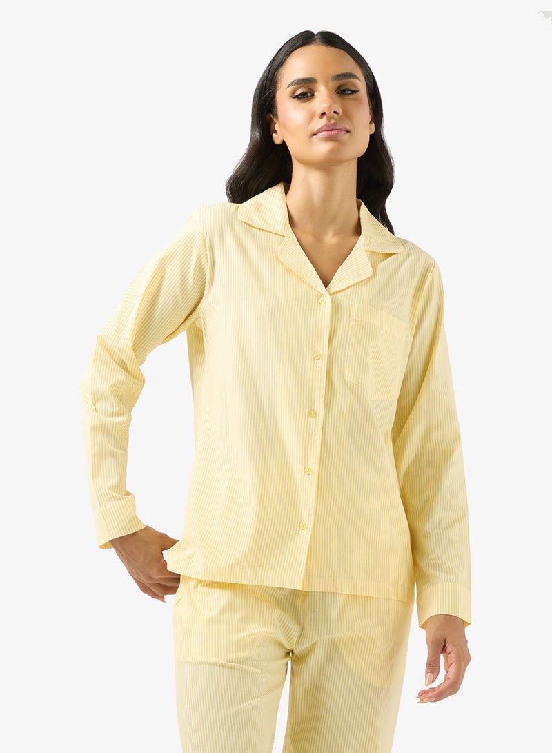 Ginger Cotton Stripe Relaxed Fit Shirt & Pyjama Set - Image 3