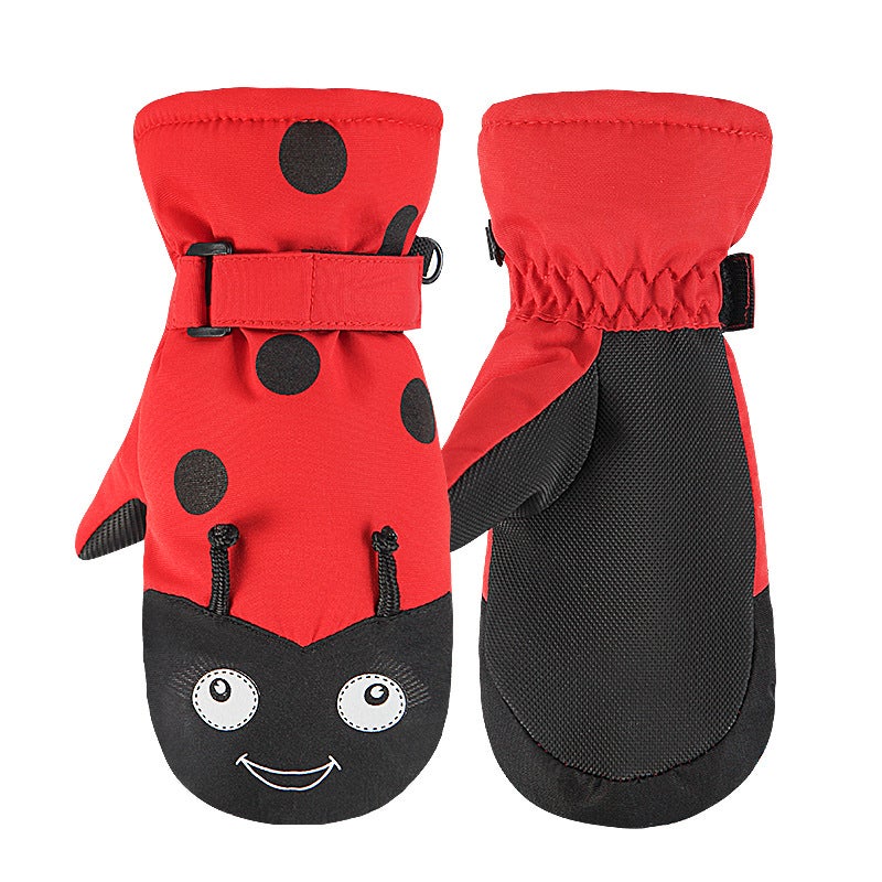 Kids Cartoon Waterproof Warm Ski Gloves Caterpillar - Image 3