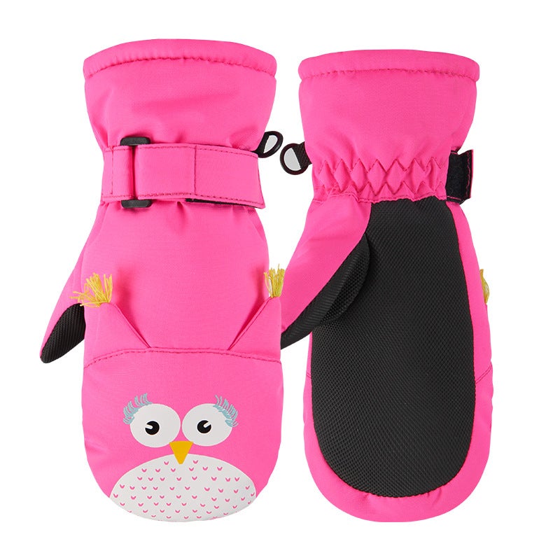 Kids Cartoon Waterproof Warm Ski Gloves Caterpillar - Image 2