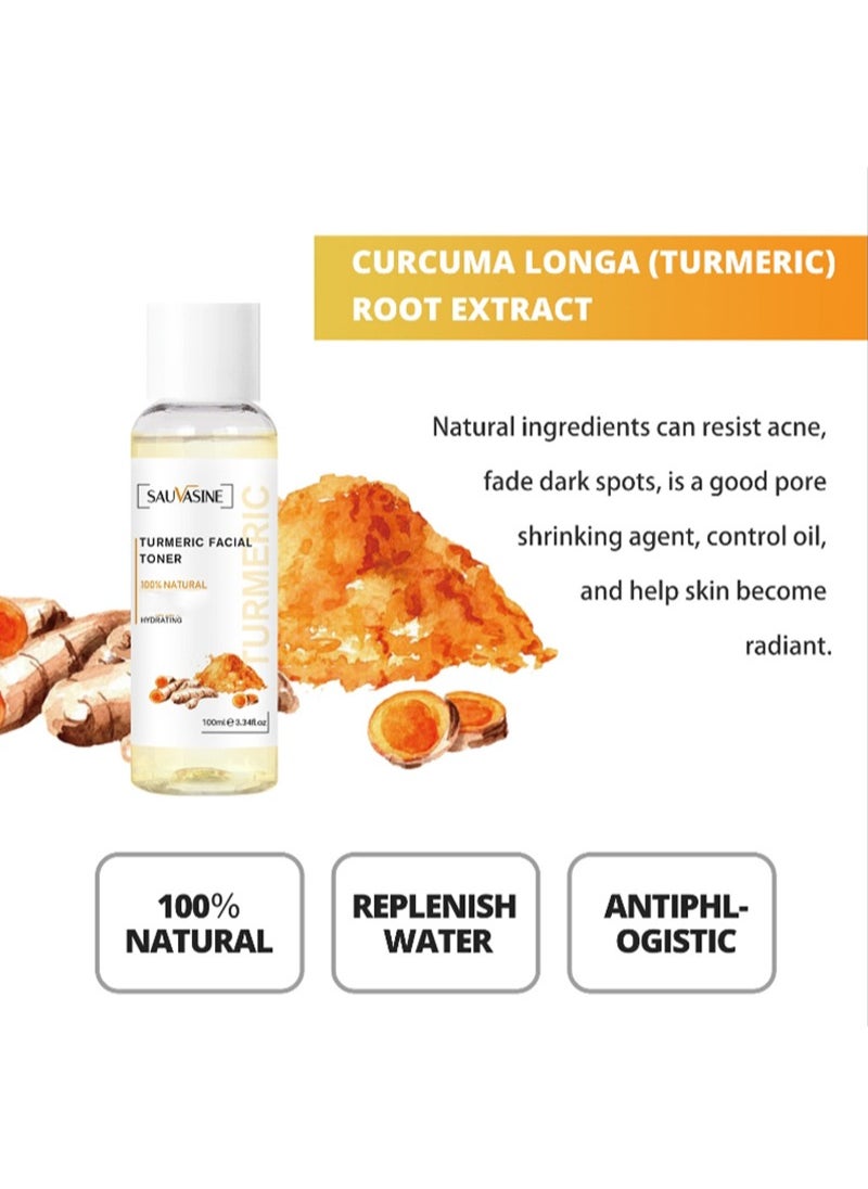 SAUVASINE - Turmeric Facial Toner for Dark Spots,Facial Toner for Acne Prone Skin, Facial Dark Spot Remover Facial Moisturizer for Women, Moisturizing Facial Toner for Dry Oily Skin - 100ml - Image 1