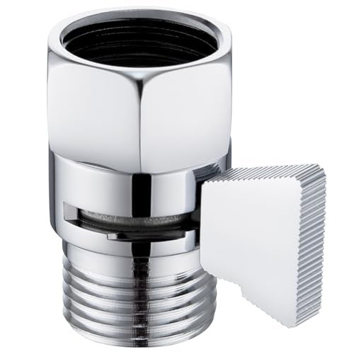 Angle Simple Shower Flow Water Valve, Brass Shut Off Valve for Hand Shower, RV Hose Flow Restrictor, Chrome - Image 1