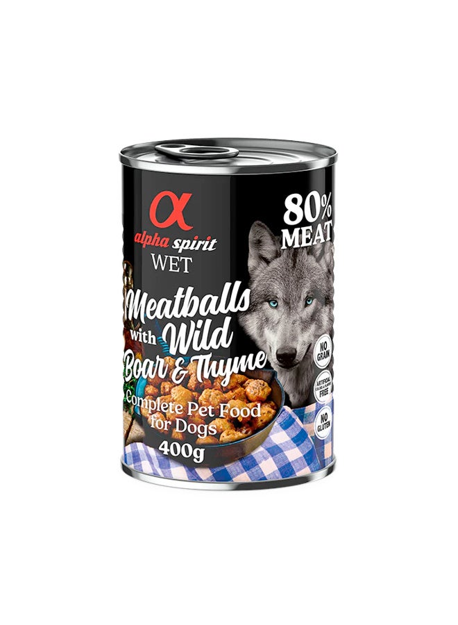 Alpha Spirit Gourmet Dog Food Meatballs Boar & Thyme – 400g Pack