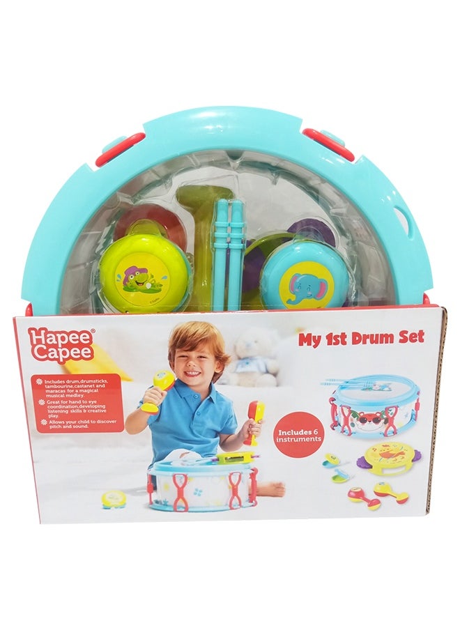 Hapee Capee Drum Set, Drum Toys for Babies, Includes Drum, Drumsticks, Tambourine, Castanets and Maracas, Gift Toys for 24+ Months.  - Image 4