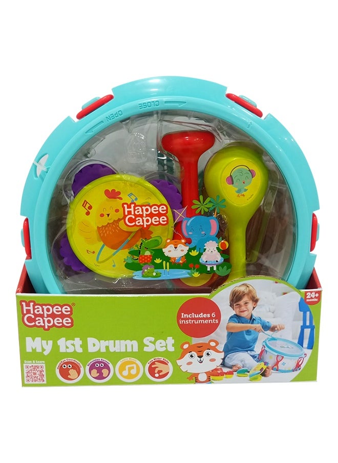 Hapee Capee Drum Set, Drum Toys for Babies, Includes Drum, Drumsticks, Tambourine, Castanets and Maracas, Gift Toys for 24+ Months.  - Image 3