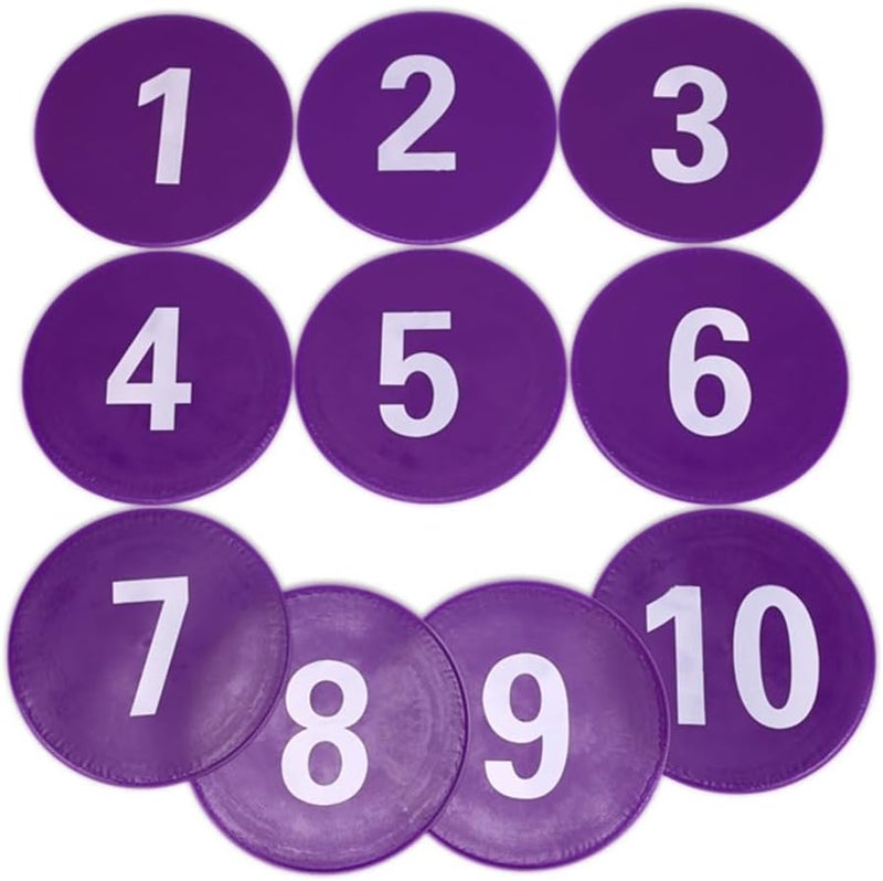 Purple Non Slip Floor Markers Numbered Discs for Soccer Basketball Football Baseball - Image 1