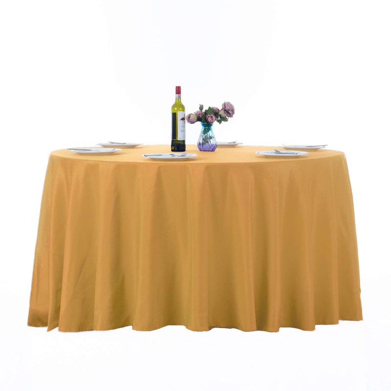 Ascoza 2pack 108 Inch Gold Round Tablecloth in Washable Polyester Fabric for WeddingBanquetRestaurantParties
