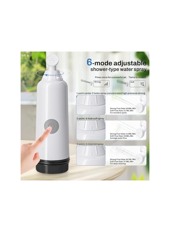 The Bros مرحاض بيديه محمول للسفر مع 3 إعدادات رش، ضغط عالي محمول باليد، بيديه كهربائي محمول قابل لإعادة الشحن للنساء والرجال، رشاش بيديه بفوهة قابلة للتعديل للعناية بالنظافة الشخصية - Image 2