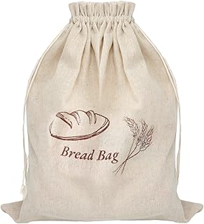 Yueton yueton 2Pack Linen Bread Bags Reusable Bread Bags Artisan Bread Storage Bags Bakery and Baguette Bags with Drawstring  - Image 1