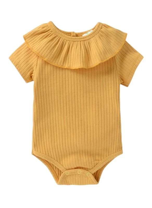 بمبىمىشى Bambimici Plain Mustard Yellow Short Sleeve Bodysuit