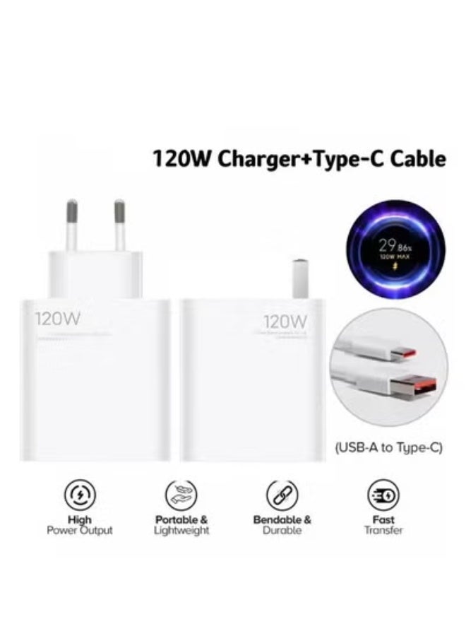 JAJEEK 120W GaN Turbo Fast Charger EU Plug with USB-C Cable – Ultra High-Speed Charging Adapter for Xiaomi Redmi Note 11/12/13 Pro+ 5G, Mi 14/13/13T, and All USB-C Devices – Quick Charge 4.0, Overcharge Protection, Compact & Durable Design - Image 2