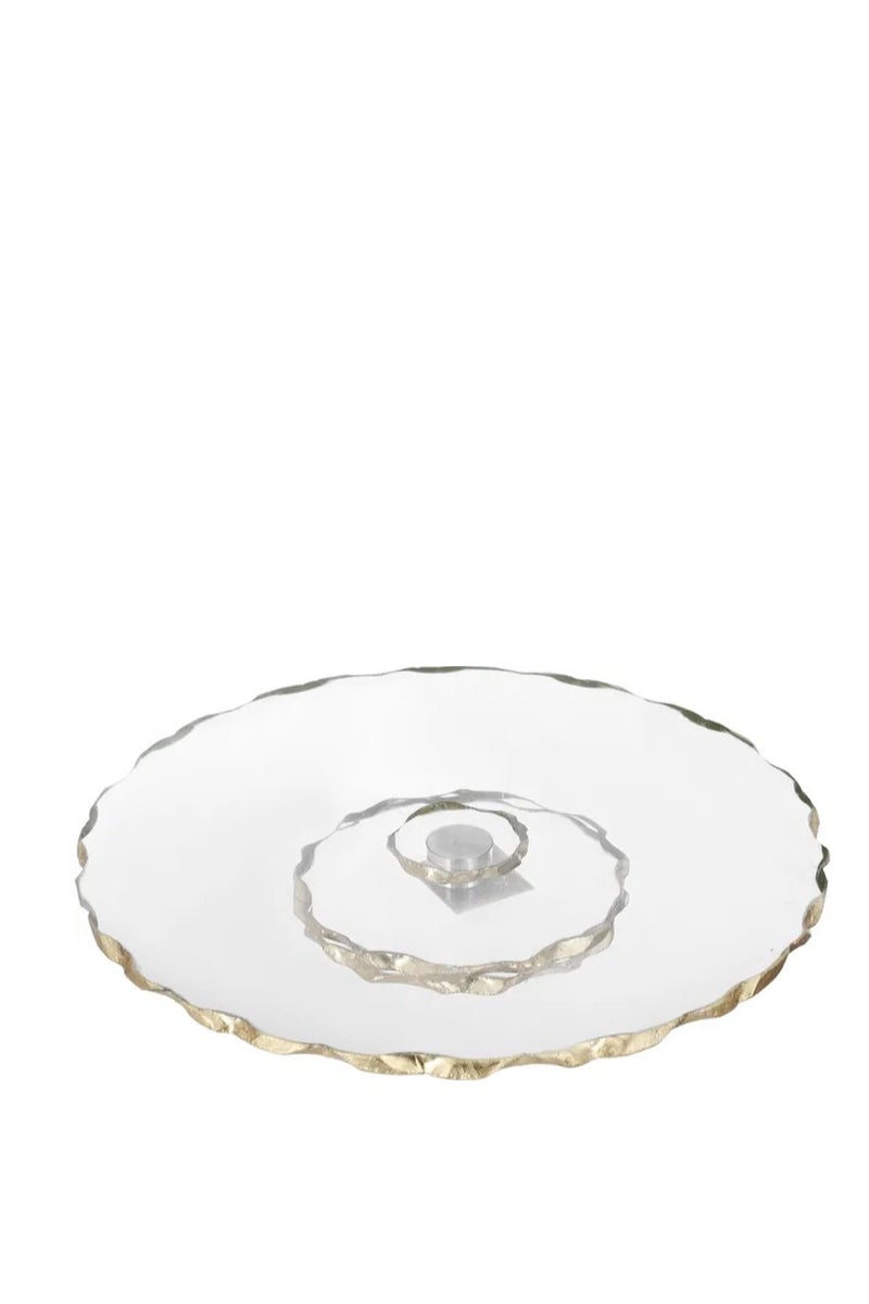 Alsaif Gallery Al Saif Gallery glass dessert serving stand, 33x33x4.5 cm, circular, with movable base - clear - Image 1