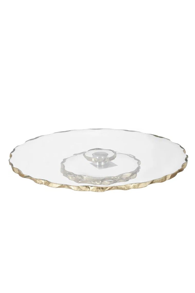 Alsaif Gallery Al Saif Gallery glass dessert serving stand, 33x33x4.5 cm, circular, with movable base - clear - Image 2
